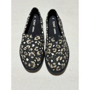 EUC TOMS Alpargata Cupsole Black Abstract Leopard Slip On Womens SZ 7
